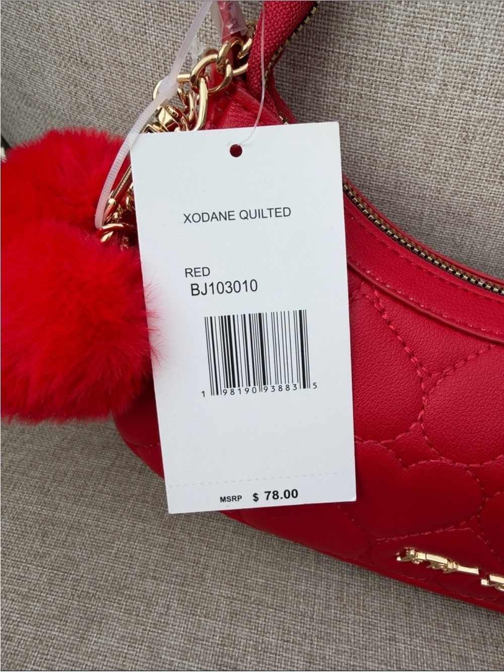 Betsey Johnson Red Heart Quilted Shoulder Bag - Picture 5 of 6